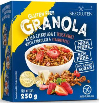 Granola mit weißer Schokolade und Erdbeeren