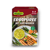 Erbspüree mit Röstzwiebeln 2x3 - glutenfrei