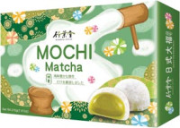 Mochi Matcha Klebreiskuchen mit Füllung - glutenfrei