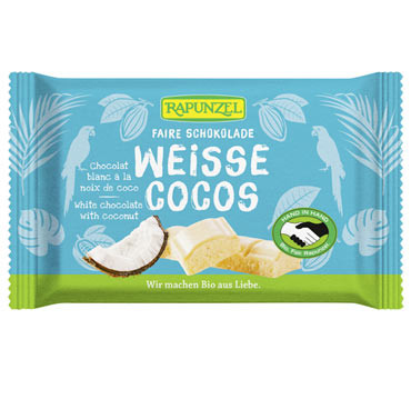 Weisse Cristallino Schokolade mit Kokosstückchen