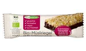 Bio Müsliriegel mit Zartbitterschokolade fructosearm