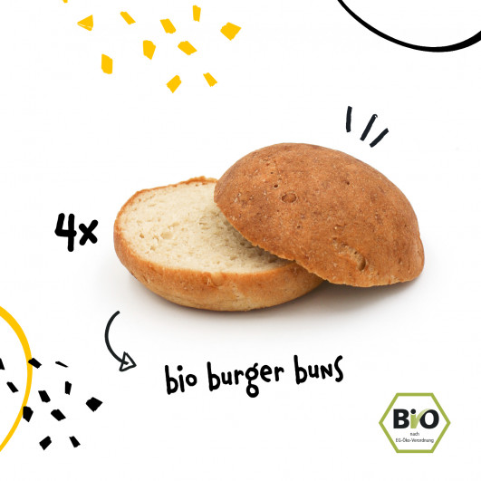 Bio Burger Buns 4 Stück, frisch gebacken