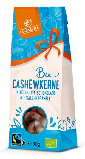 Bio Cashew in Vollmilchschokolade mit Salz-Karamell