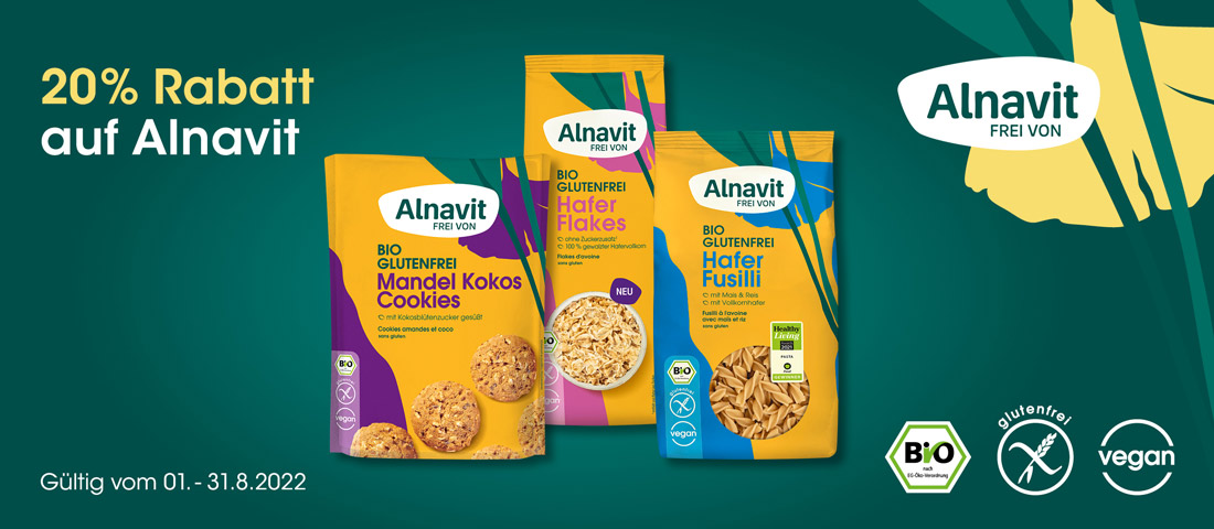 Alnavit glutenfrei Aktion 20% Rabatt - Bei Glutenunverträglichkeit hier einkaufen! 