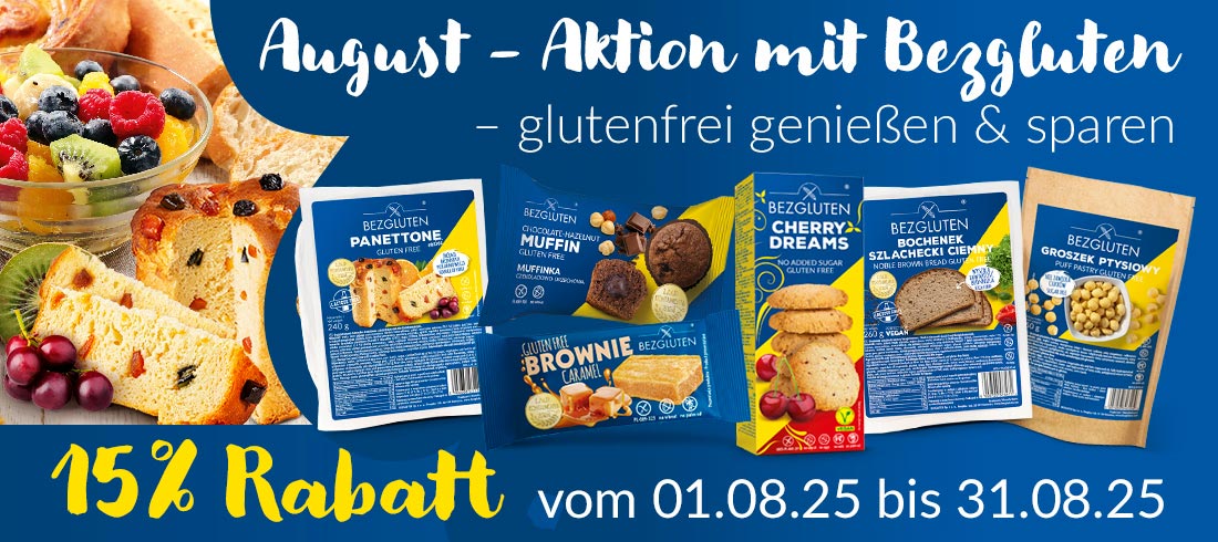 15% Rabatt auf Bezgluten Produkte