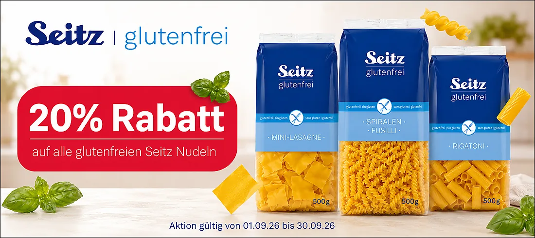 20% Rabatt auf alle Seitz Nudeln